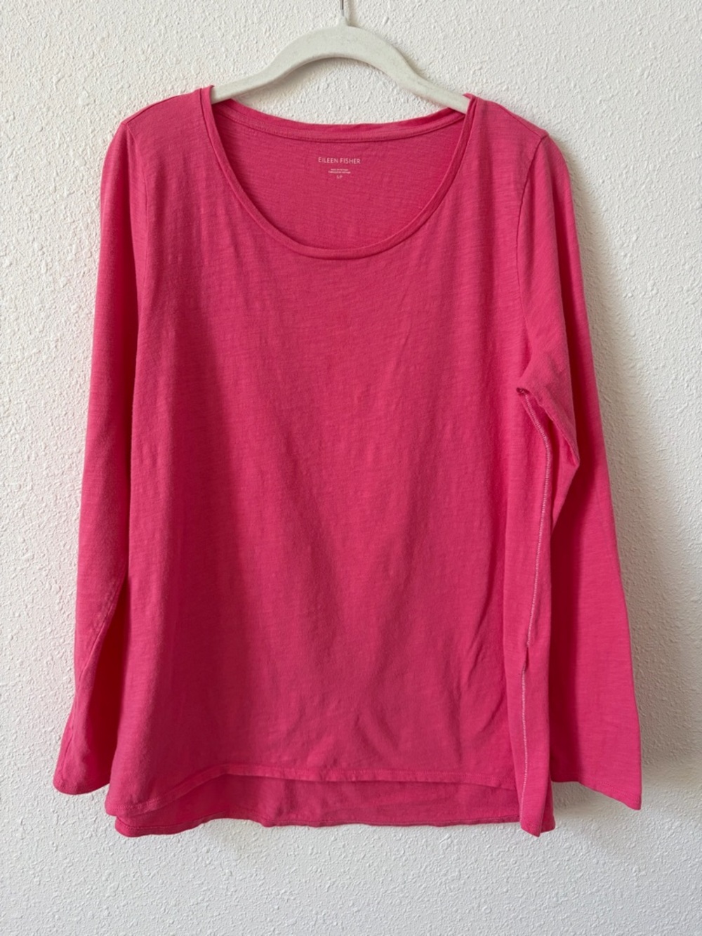 Eileen Fisher 100% Organic Cotton Long Sleeve Top Pink Size Small Coastal